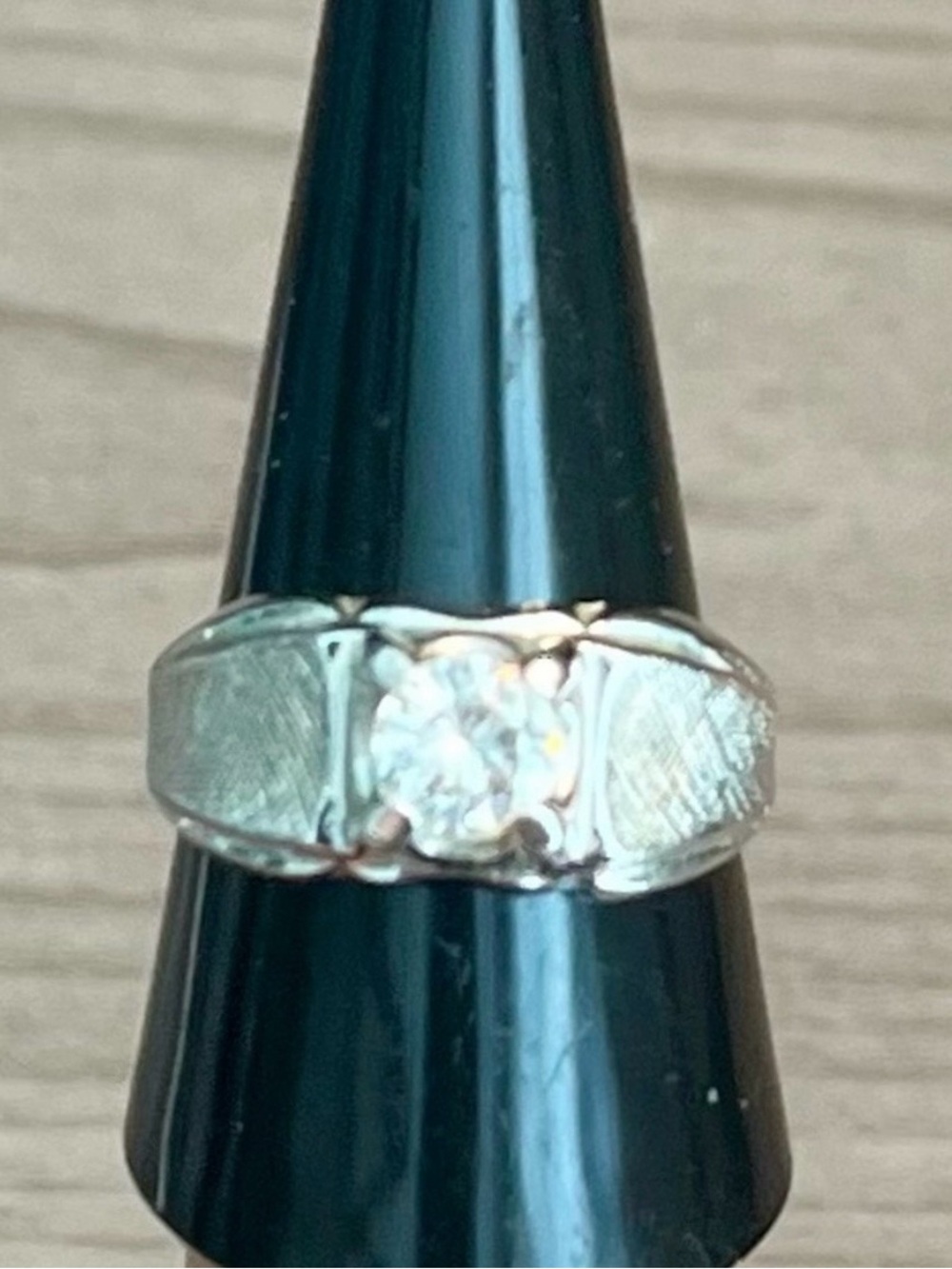 Classic sterling sliver stamped Solitaire Ring with Clear Stone - Women Jewelry